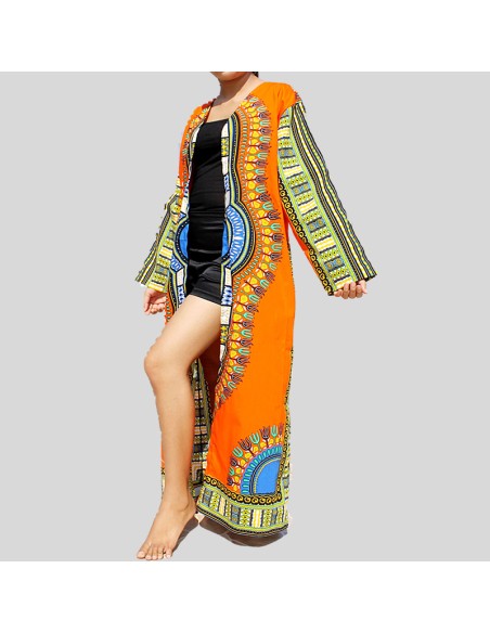 Kimono Dashiki orange pour femme