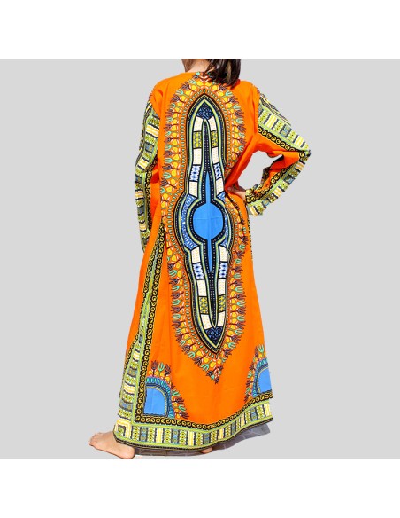 Orange Dashiki Kimono for women