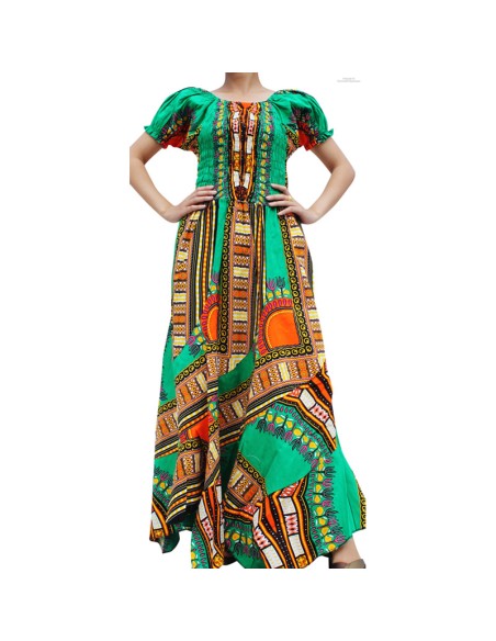 Robe verte Dashiki de soirée