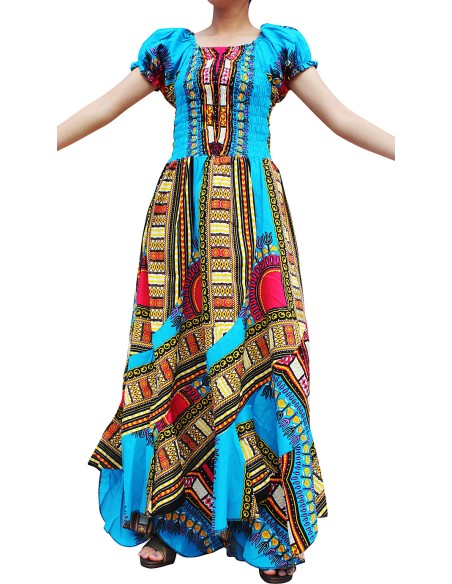 Robe bleue Dashiki de soirée