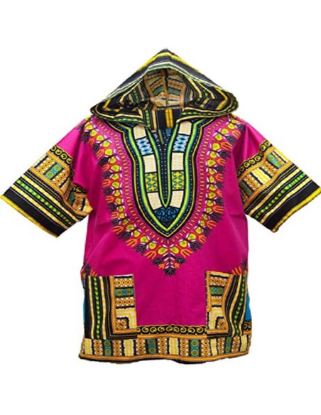 T-shirt à capuche Dashiki rose