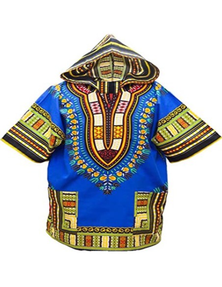 T-shirt à capuche Dashiki bleu