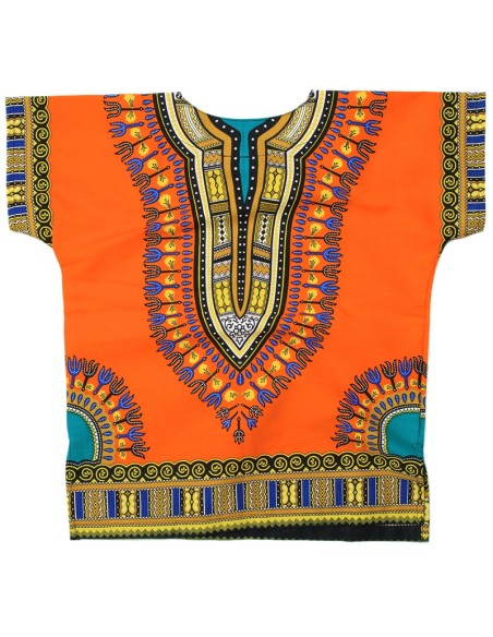 Conjunto de Camiseta y Pantalón Corto naranja Dashiki para Niño