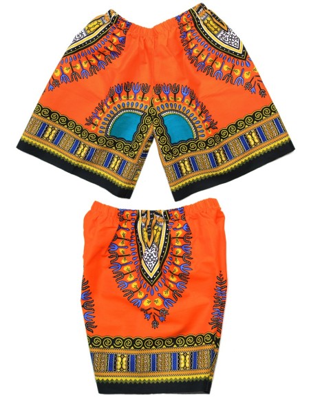 Ensemble T-shirt et Short orange Dashiki pour enfant