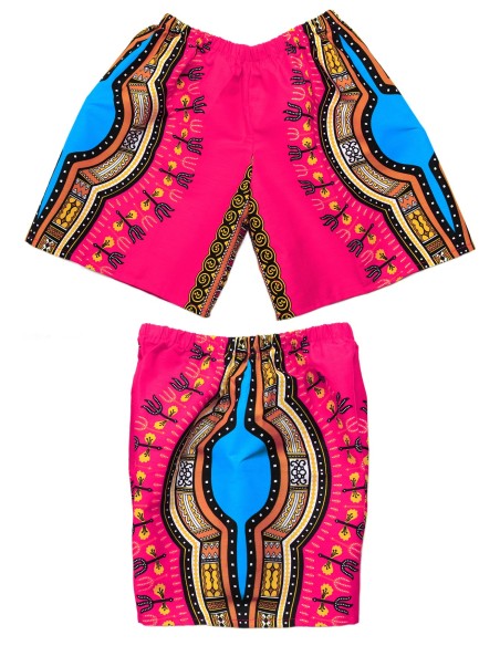 Conjunto de Camiseta y Pantalón Corto rosa Dashiki para Niño