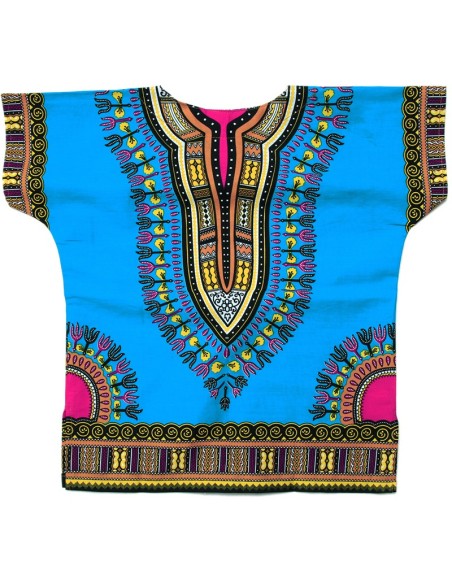 Conjunto de camiseta Dashiki celeste y pantalón corto para niño