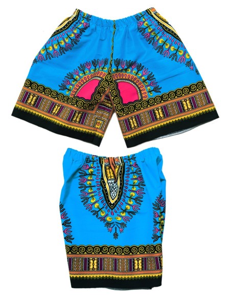 Conjunto de camiseta Dashiki celeste y pantalón corto para niño