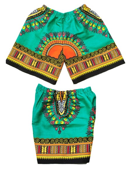 Ensemble T-shirt et Short vert Dashiki pour enfant