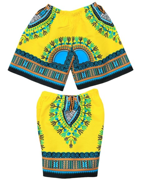 Conjunto de Camiseta y Pantalón Corto amarillo Dashiki para Niño