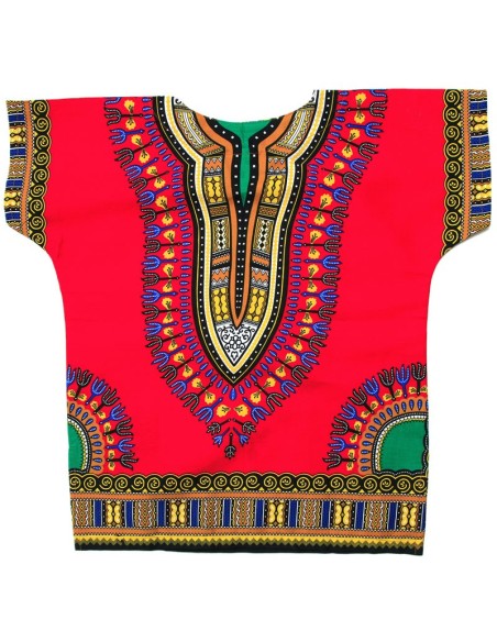 Conjunto de Camiseta y Pantalón Corto rojo Dashiki para Niño