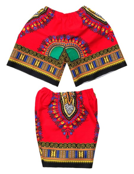 Conjunto de Camiseta y Pantalón Corto rojo Dashiki para Niño