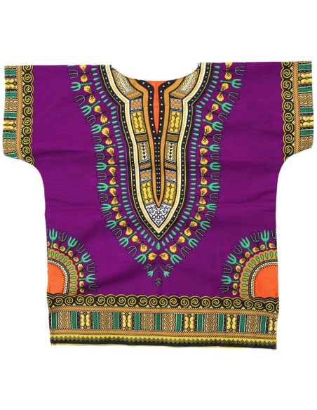 Conjunto de Camiseta y Pantalón Corto morado Dashiki para Niño