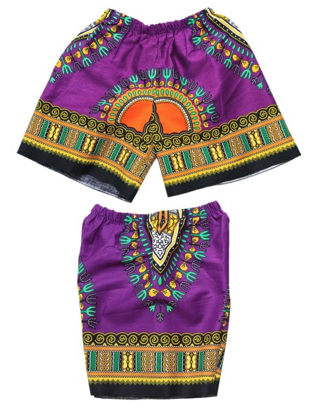 Purple Dashiki T-shirt and Shorts Set for kids