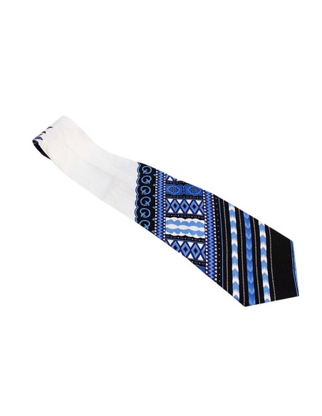 Corbata Dashiki blanca y azul para hombre