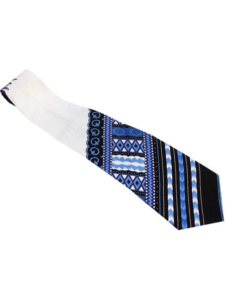 Corbata Dashiki blanca y azul para hombre