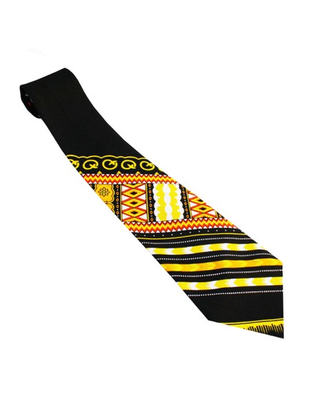 Yellow and black Dashiki tie for men