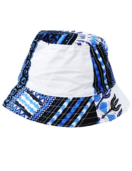 Chapeau bob Dashiki blanc et bleu