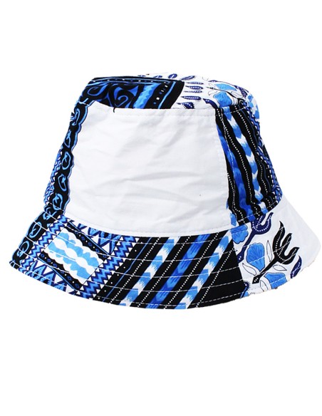 Chapeau bob Dashiki blanc et bleu