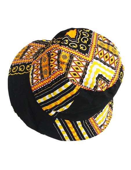 Yellow and black Dashiki bucket hat