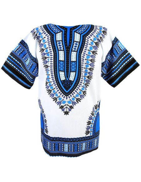 Camisa Dashiki blanco y azul