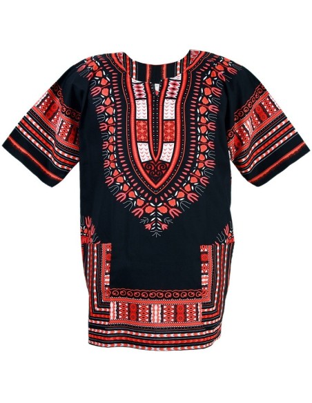 T-shirt Dashiki noir et rouge