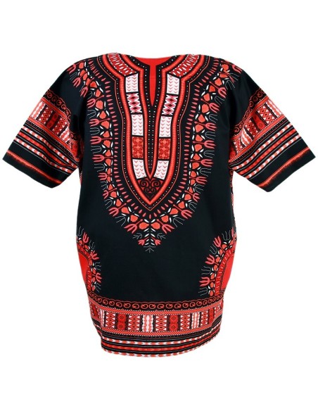 Camiseta Dashiki negra y roja