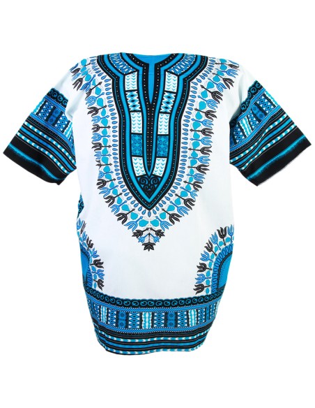 Light Blue and White Dashiki T-shirt